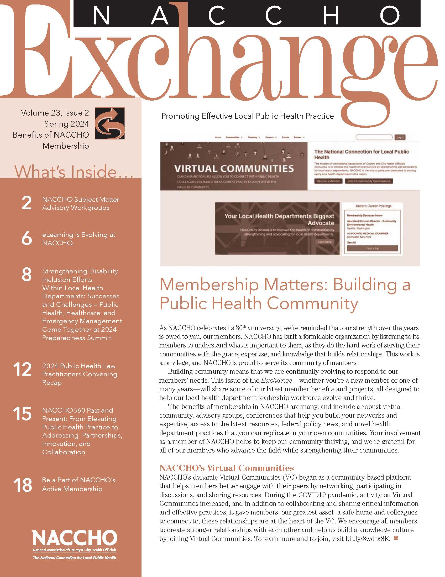 NACCHO Exchange: Spring 2024 (Benefits of NACCHO Membership) (PDF)