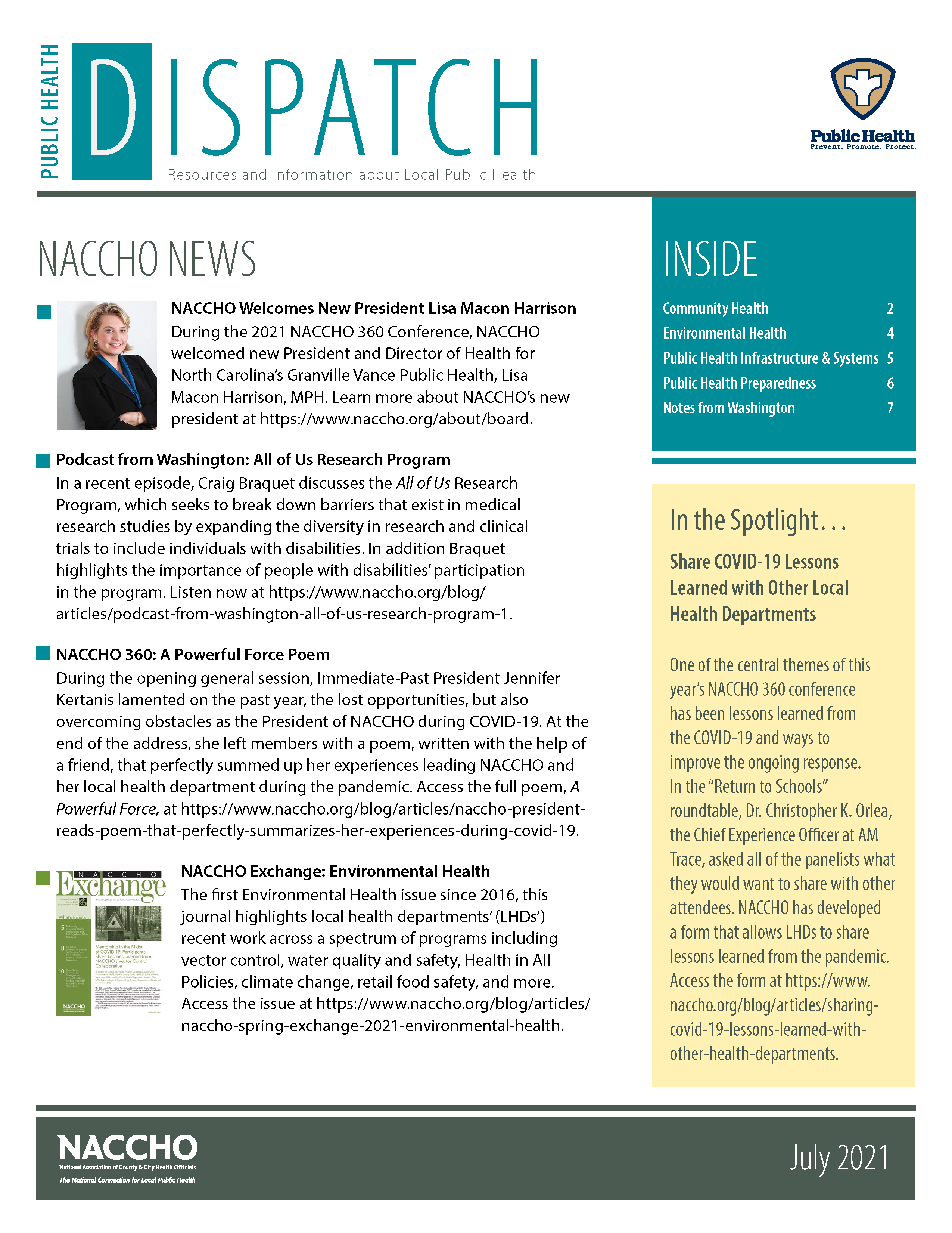 Public Health Dispatch (July 2021) (PDF)