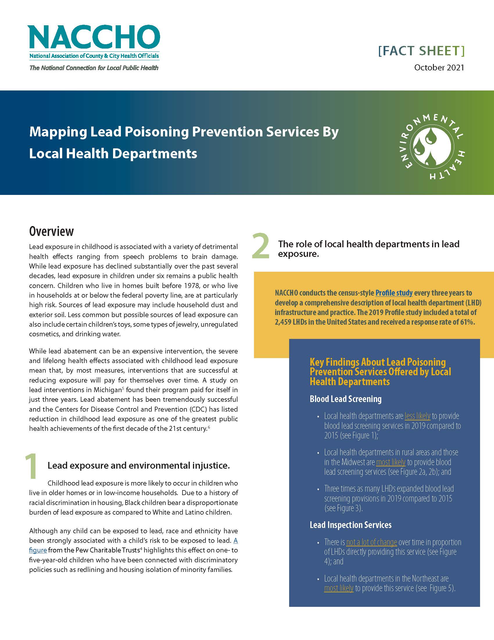 Mapping Lead Poisoning Prevention Services by Local Health Departments (PDF) 