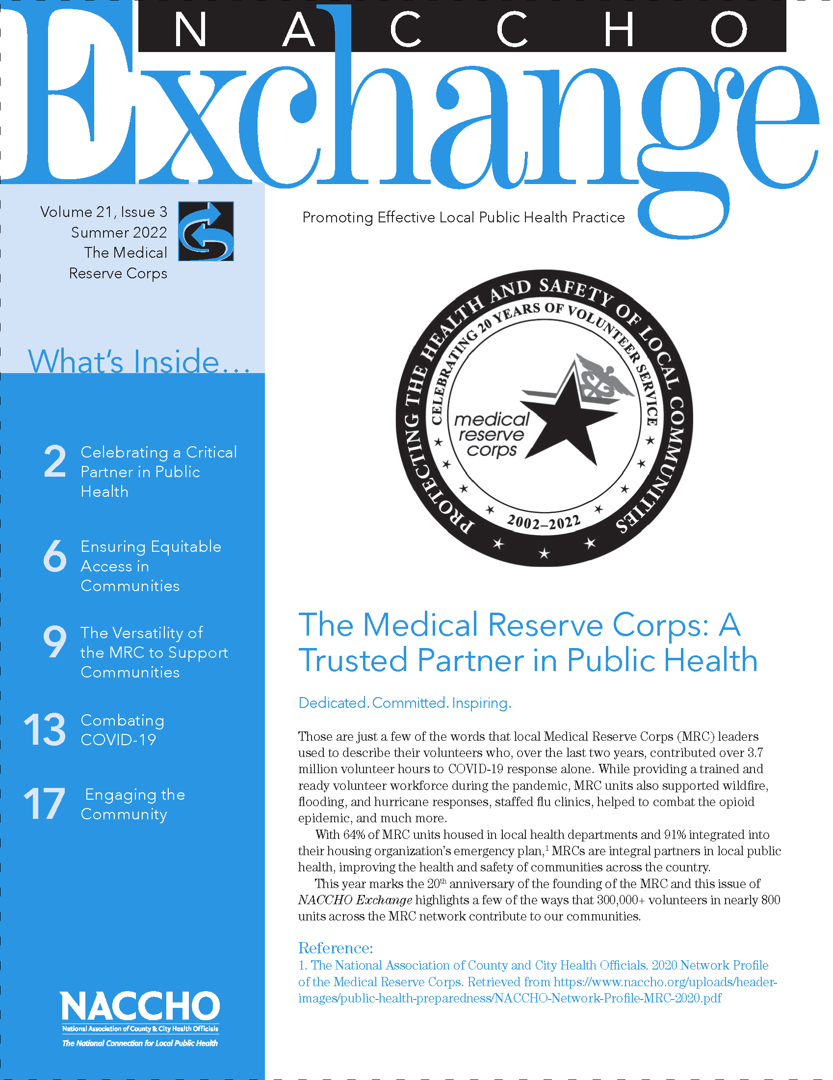 NACCHO Exchange: Summer 2022 (The Medical Reserve Corps) (PDF)