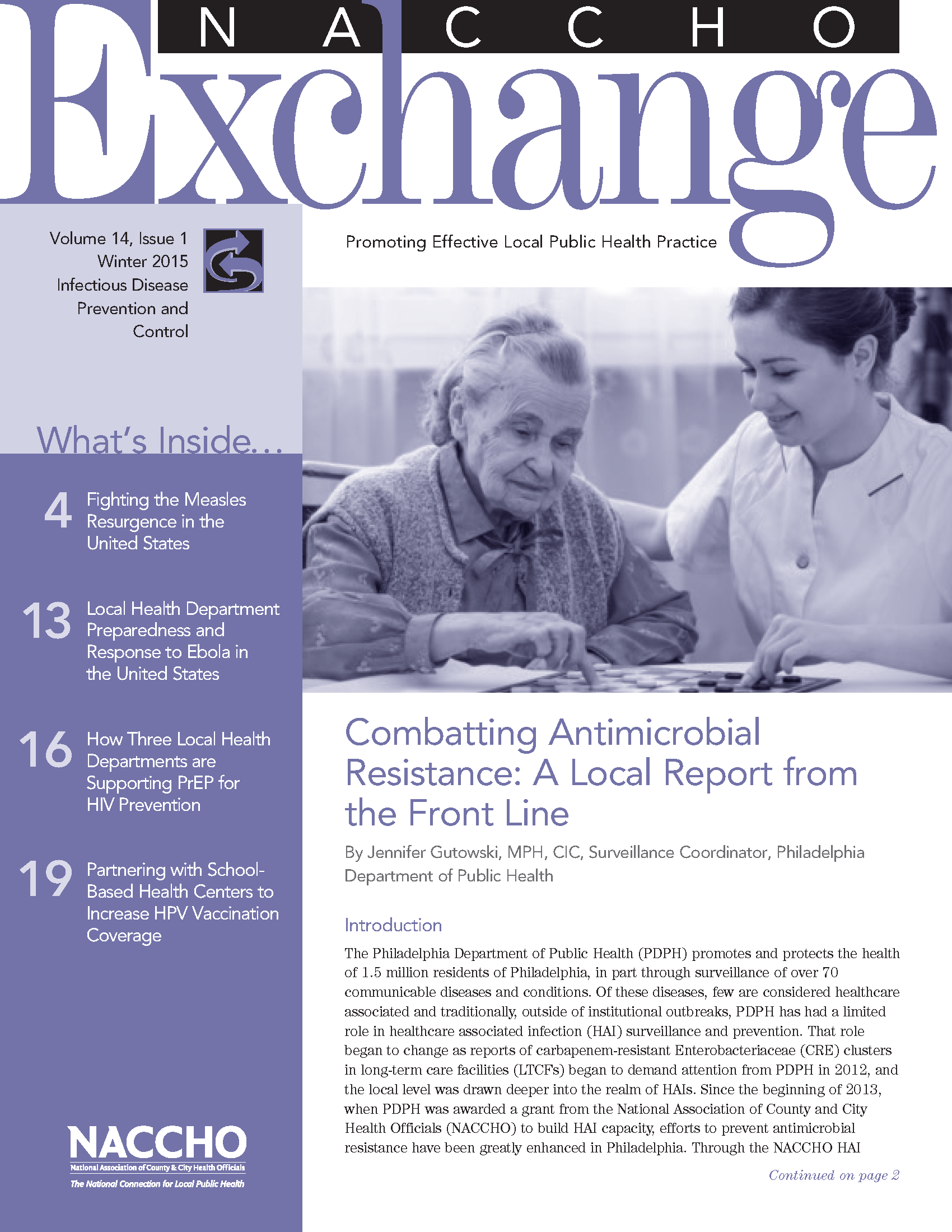 NACCHO Exchange: Infectious Disease Prevention and Control (Winter 2015) (PDF)
