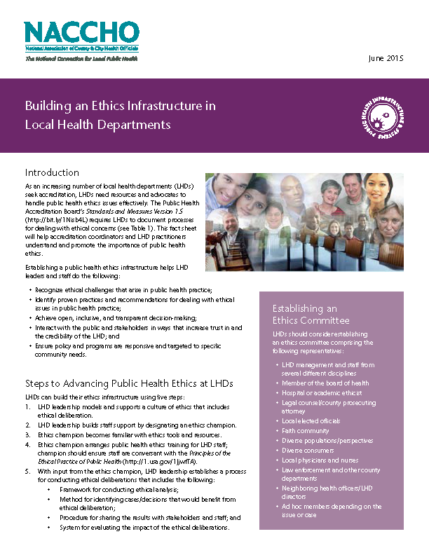 Building an Ethics Infrastructure in Local Health Departments: A Guide for Ethics Champions (PDF)