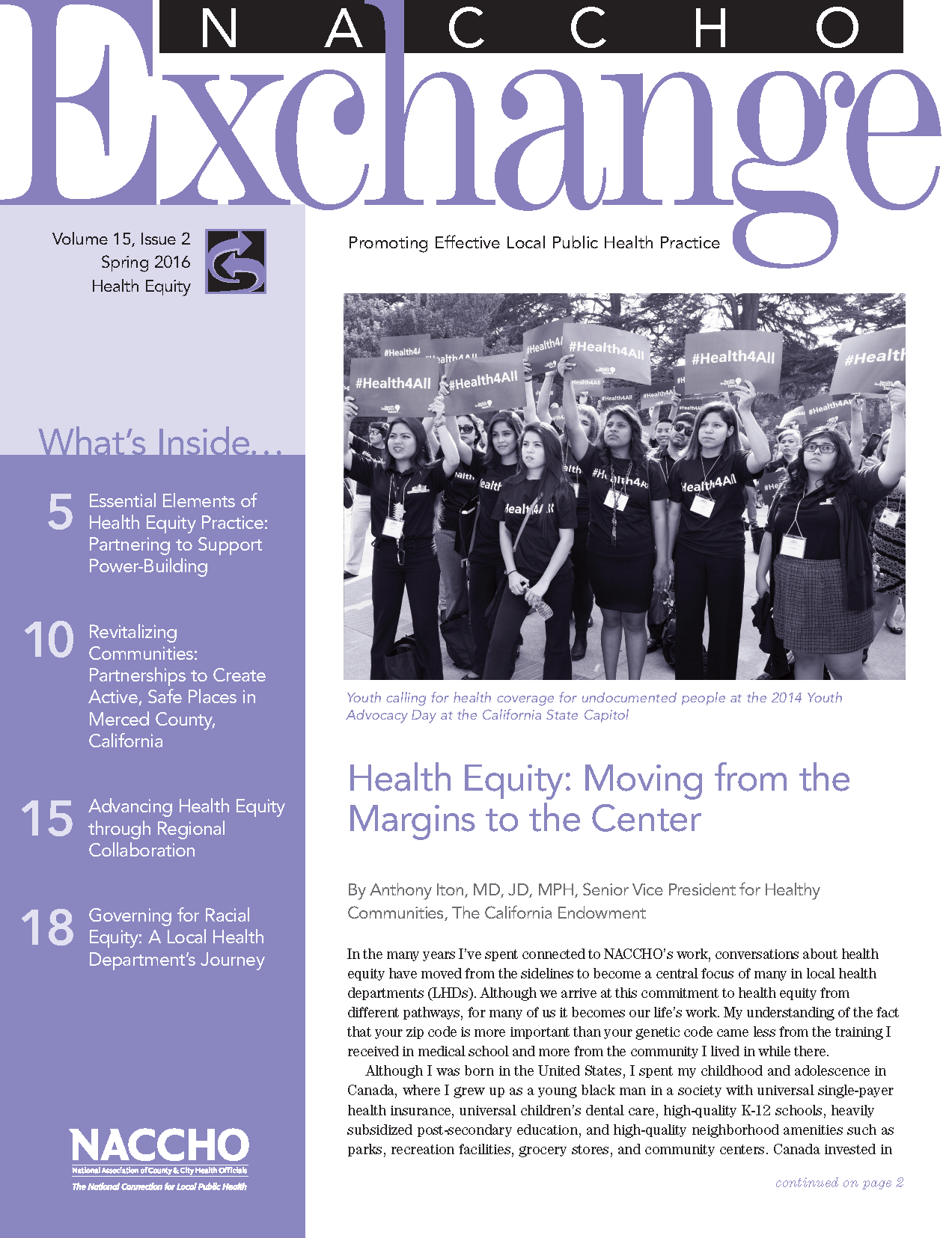 NACCHO Exchange: Spring 2016 (Health Equity) (PDF)