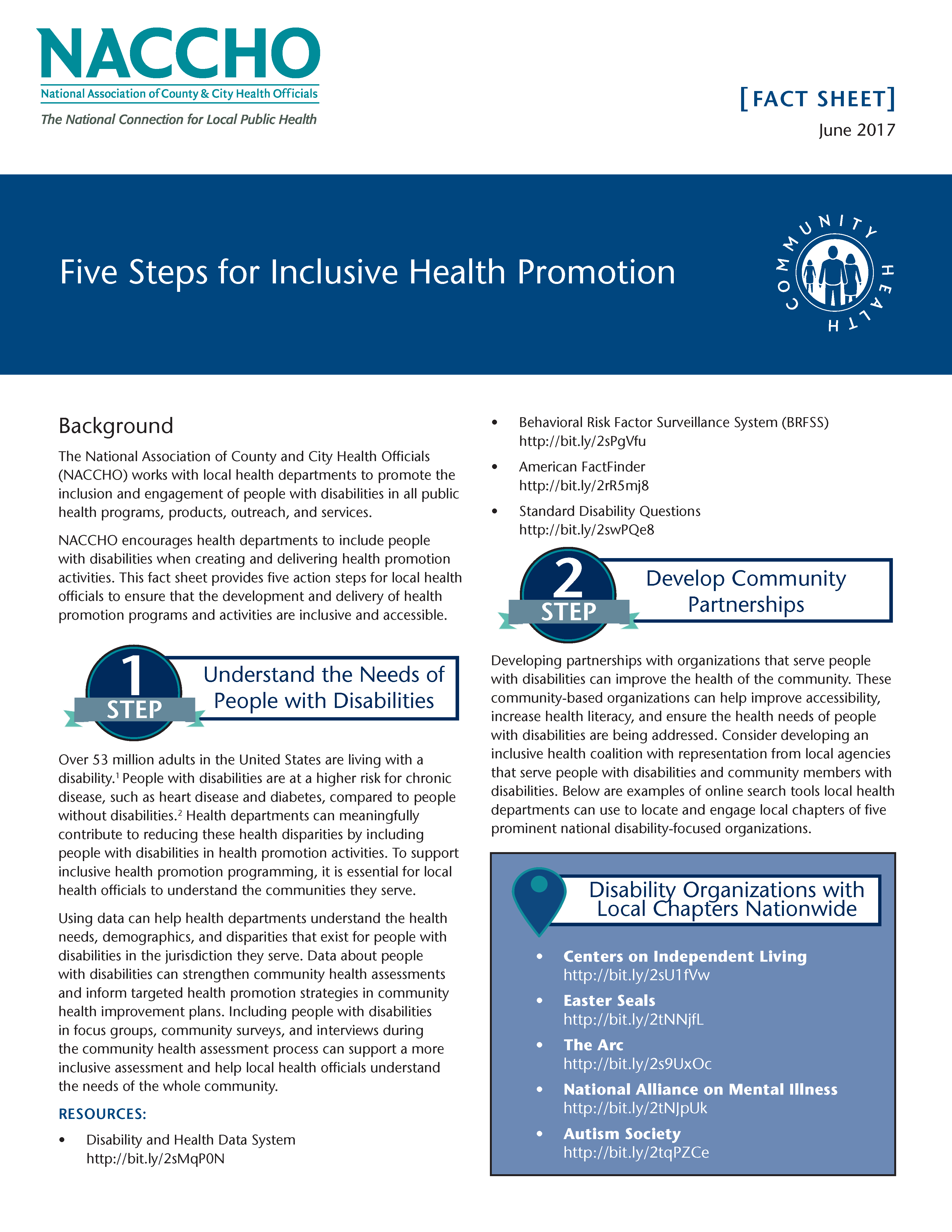 Fact Sheet: Five Steps for Inclusive Health Promotion