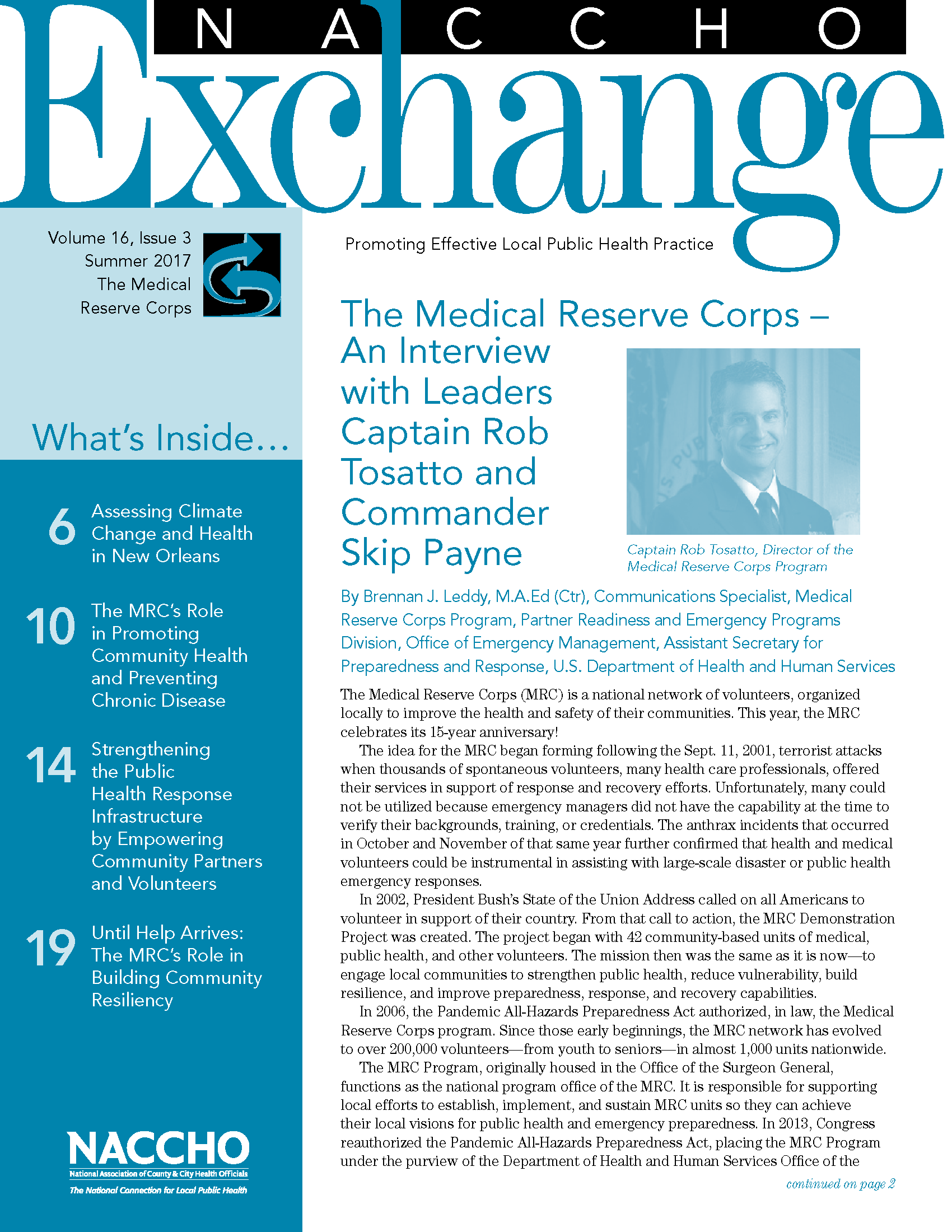 NACCHO Exchange: Summer 2017 (The Medical Reserve Corps) (PDF)