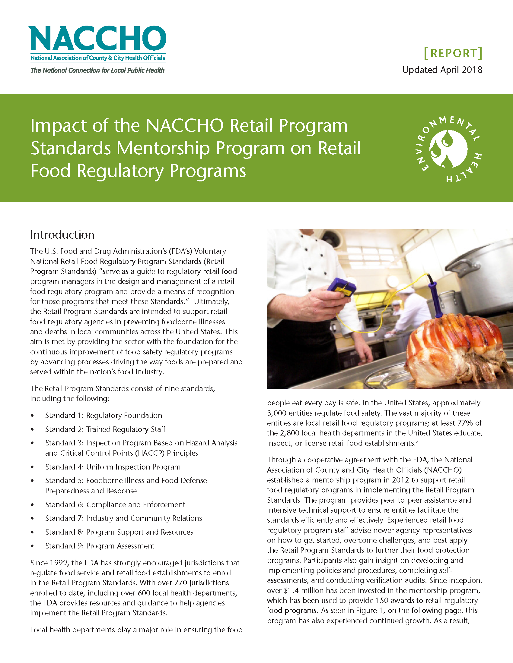Impact of the NACCHO Retail Program Standards Mentorship Program on Retail Food Regulatory Programs