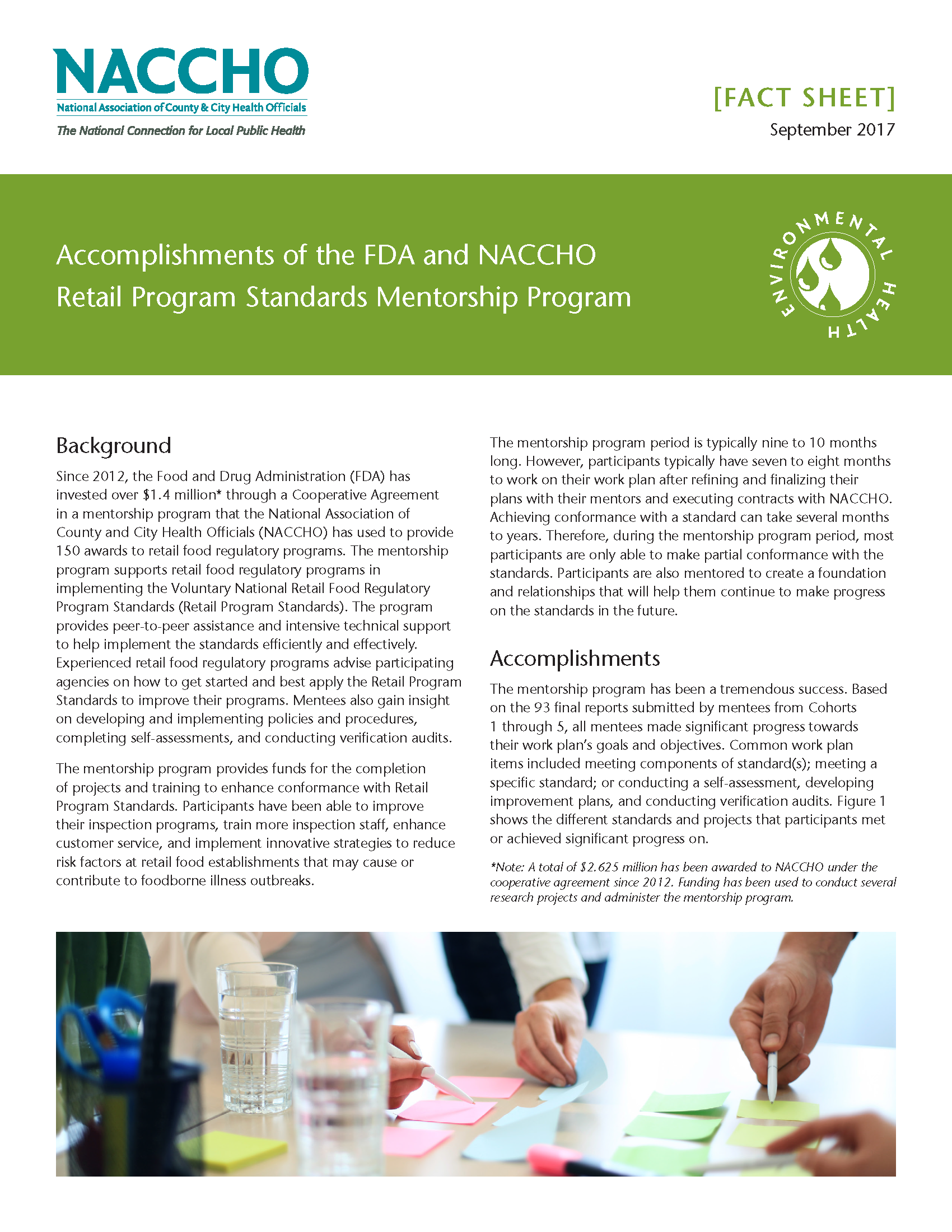 Accomplishments of the FDA and NACCHO Retail Program Standards Mentorship 
