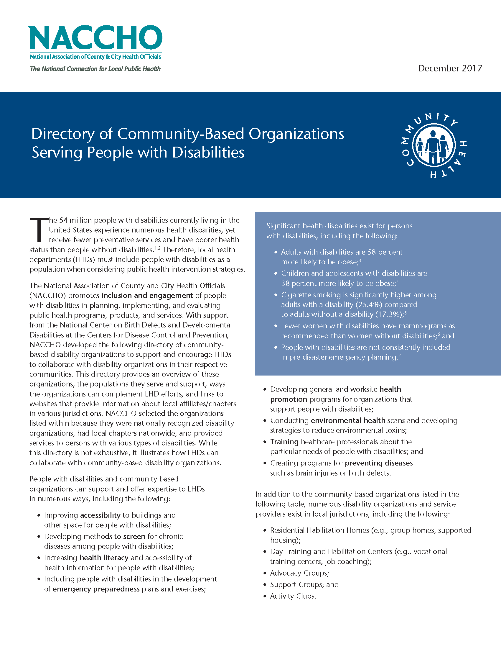 Directory of Community-Based Organizations Serving People with Disabilities