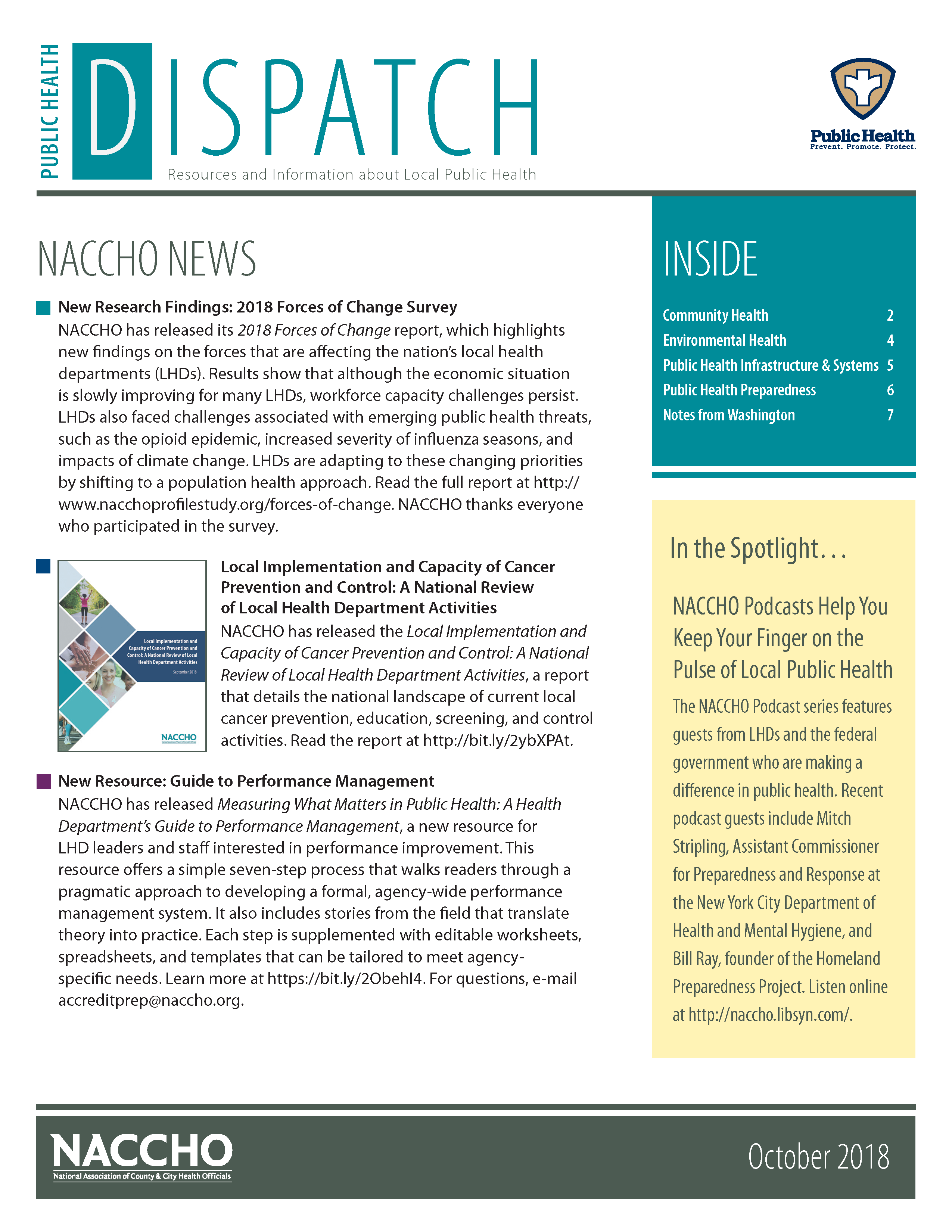 Public Health Dispatch (October 2018) (PDF)