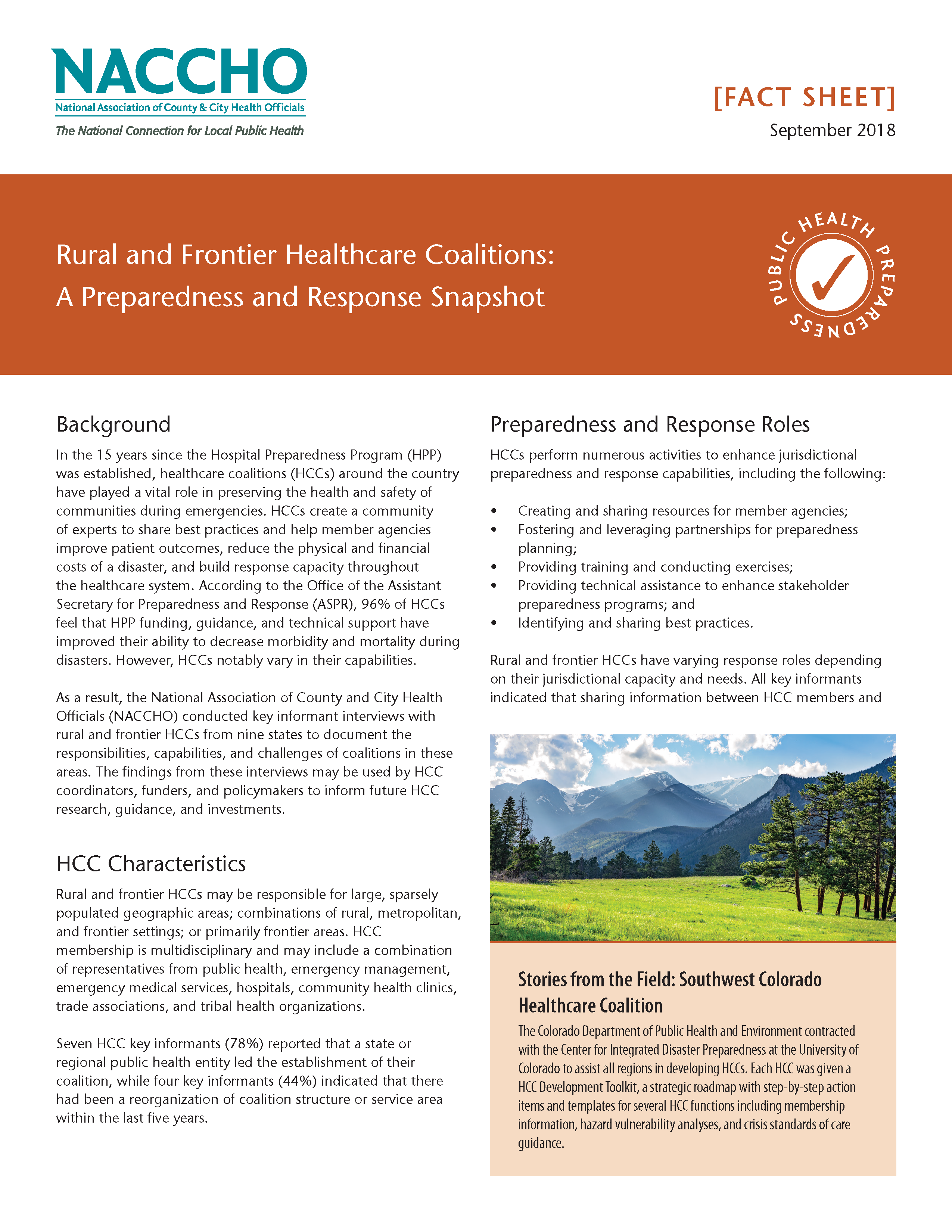 Rural and Frontier Healthcare Coaltions: A Preparedness and Response Snapshot